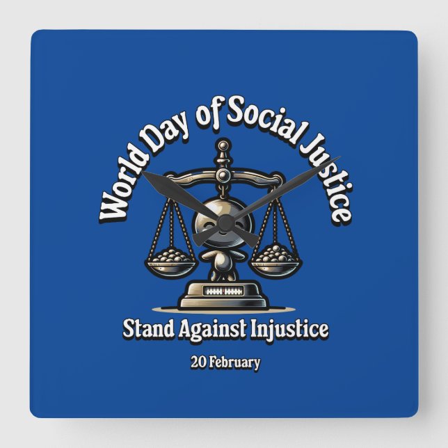 Reloj Cuadrado Lucha Contra La Injusticia. Día de la Justicia Soc (Anverso)