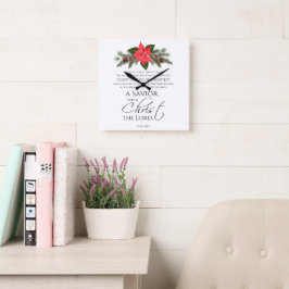 Reloj Cuadrado Luke 2:10-11 Good Tidings Poinsettia Navidades