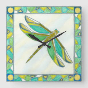 Reloj Cuadrado Luminosa libélula pastel de Vanna Lam