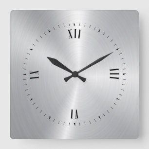 Reloj Cuadrado Luminoso aspecto de acero inoxidable gris metálico