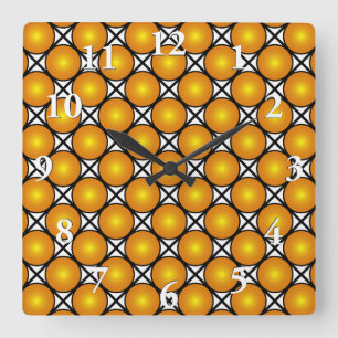 Reloj Cuadrado Luminosos puntos dorados Patrón de Entramado Blanc