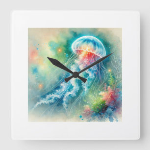 Reloj Cuadrado Luminous jellyfish 251024AREF103 - Watercolor
