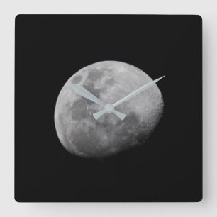 Reloj Cuadrado Luna con cielo negro   Zambia, Luangwa del Sur