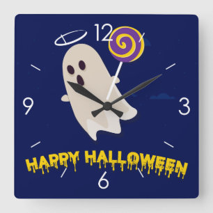 Reloj Cuadrado Luna de Halloween obsesionada con el Bloque de Par