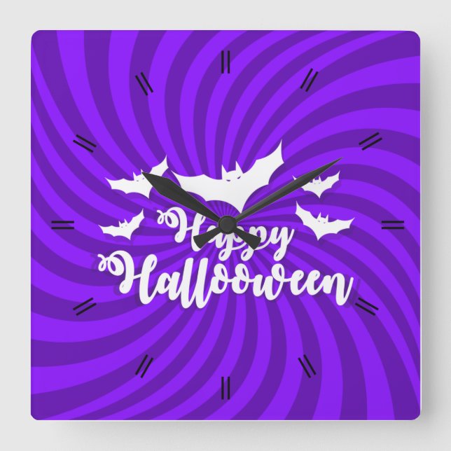 Reloj Cuadrado Luna de Halloween obsesionada con el Bloque de Par (Anverso)