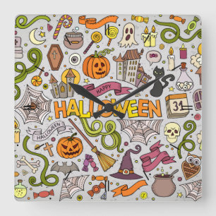 Reloj Cuadrado Luna de Halloween obsesionada con el Bloque de Par