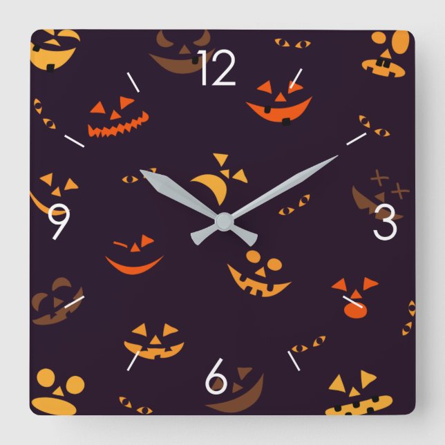 Reloj Cuadrado Luna de Halloween obsesionada con el Bloque de Par (Anverso)