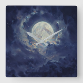 Reloj Cuadrado Luna - Diseño de Arte Etéreo