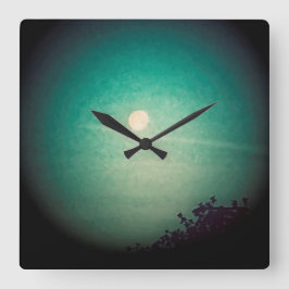 Reloj Cuadrado Luna iluminada