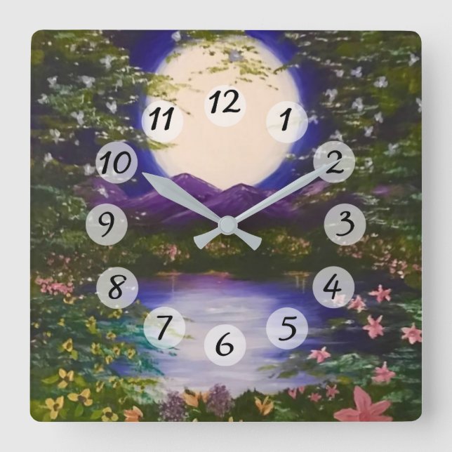 Reloj Cuadrado Luna llena (Anverso)