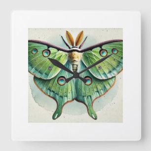 Reloj Cuadrado Luna Moth Actias luna 210824IREF215 - Watercolor