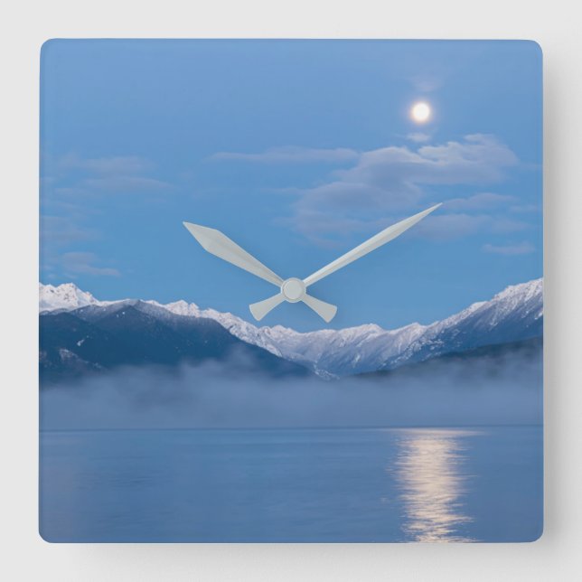 Reloj Cuadrado Luna puesta | Seabeck, Washington (Anverso)