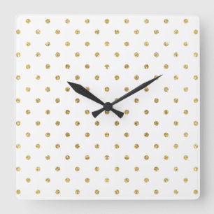 Reloj Cuadrado Lunares elegantes del purpurina del blanco y del