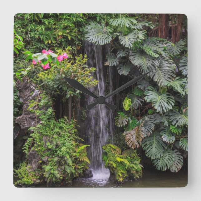 Reloj Cuadrado Lush Garden Waterfall, China (Anverso)