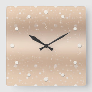 Reloj Cuadrado Luster metálico de oro glamoroso, gradiente, estre