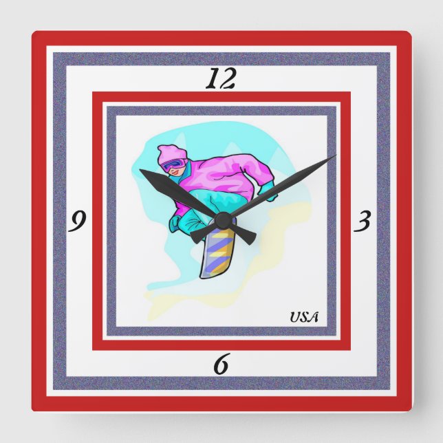Reloj Cuadrado Luv a Snowboard - (Anverso)