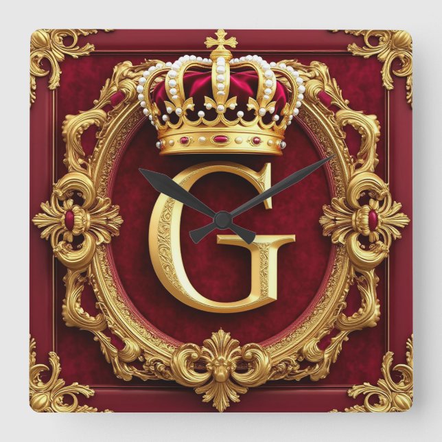 Reloj Cuadrado Luxurious Gold Frame With Crowned Monogram (Anverso)