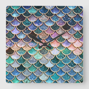 Reloj Cuadrado Luxury multicolor Glitter Mermaid Scales