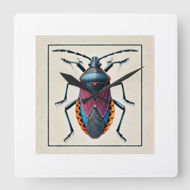 Reloj Cuadrado Lygaeid Bug 120724IREF115 - Watercolor (Anverso)