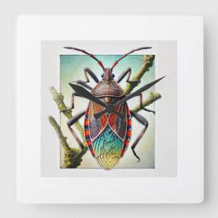 Reloj Cuadrado Lygaeid Bug Dorsal View 051124IREF223 - Watercolor