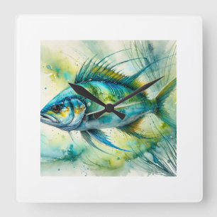 Reloj Cuadrado Macarela fish 220924AREF136 - Watercolor