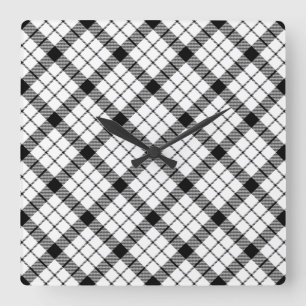 Reloj Cuadrado MacFarlane tartan blanco negro plaid