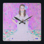 Reloj Cuadrado Mäda Primavesi de Gustav Klimt<br><div class="desc">Mäda Primavesi,  de Gustav Klimt,  pinta el reloj de pared cuadrado.</div>