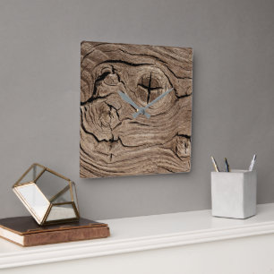 Reloj Cuadrado madera antigua, vintage