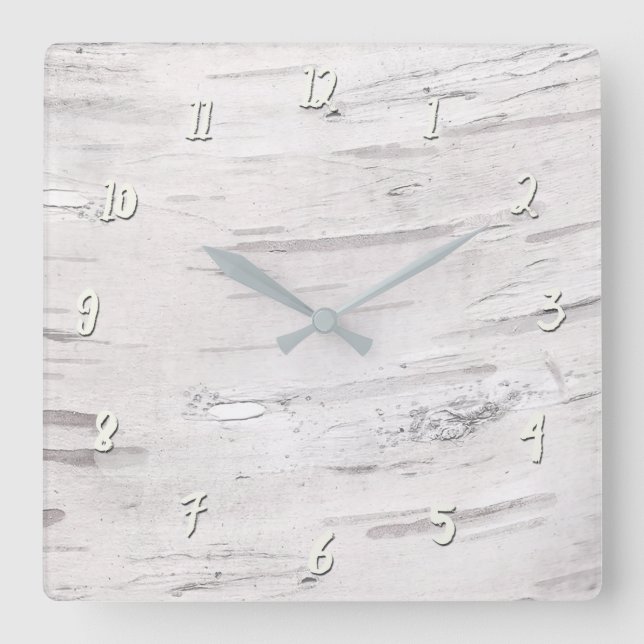 Reloj Cuadrado Madera de Abedul Blanco Granero Rústico de Casa de (Anverso)