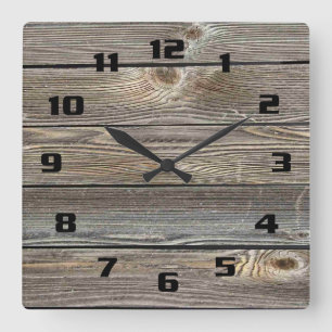 Reloj Cuadrado Madera de aspecto auténtico