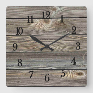 Reloj Cuadrado Madera de aspecto auténtico
