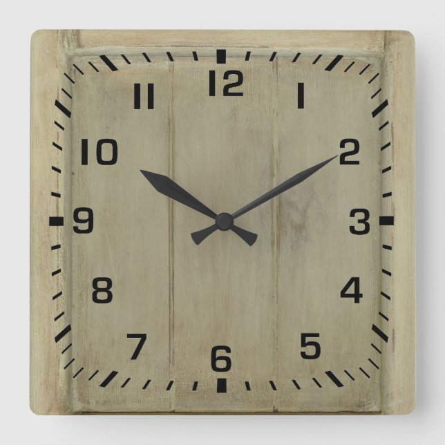 Reloj Cuadrado Madera Rústica Pintada (Anverso)