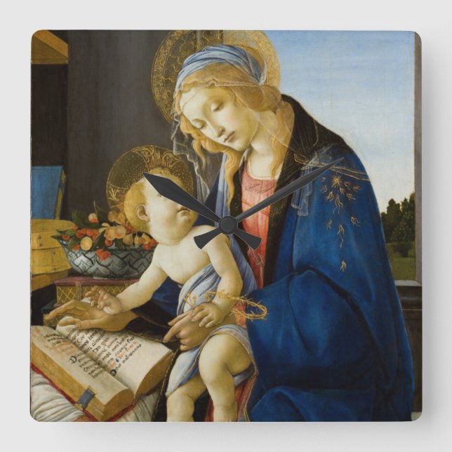 Reloj Cuadrado Madonna del libro de Botticelli (Anverso)