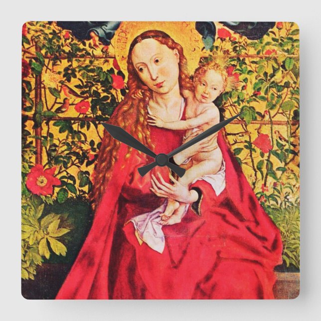 Reloj Cuadrado MADONNA DEL ROSA BOWER, GEMAS DE FUCHSIA PINK, Bla (Anverso)