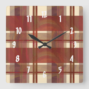 Reloj Cuadrado Madras Plaid Fall Red
