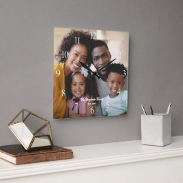 Reloj Cuadrado Madre de familia padre hijo hijo Personalizado de