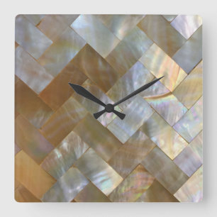 Reloj Cuadrado Madre de Pearl Capiz Weave