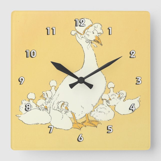 Reloj Cuadrado Madre Goose y sus hijos (Anverso)