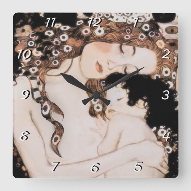 Reloj Cuadrado Madre y niño Gustavo Klimt (Anverso)