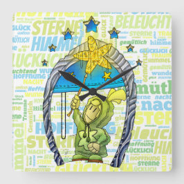 Reloj Cuadrado Mael - Glückliche Stern /  Quadratische Wanduhr