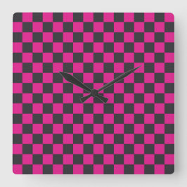 Reloj Cuadrado Magenta and smoke checkerboard pattern