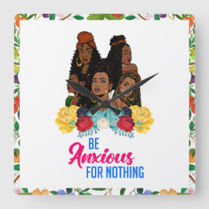 Reloj Cuadrado Magia chica negra, melanina, sista, esquí marrón