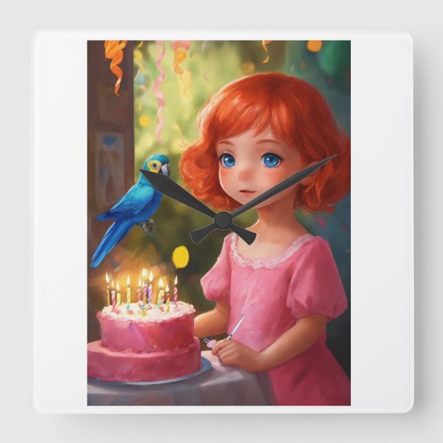 Reloj Cuadrado Magia del cumpleaños de la princesa (Anverso)