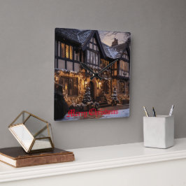 Reloj Cuadrado Mágica de Navidades Rústicos