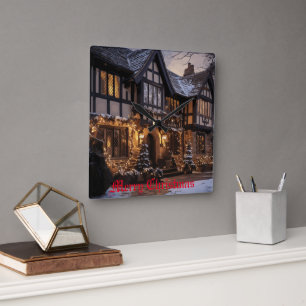 Reloj Cuadrado Mágica de Navidades Rústicos