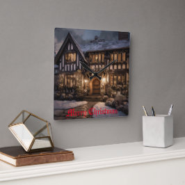 Reloj Cuadrado Mágica de Navidades Rústicos