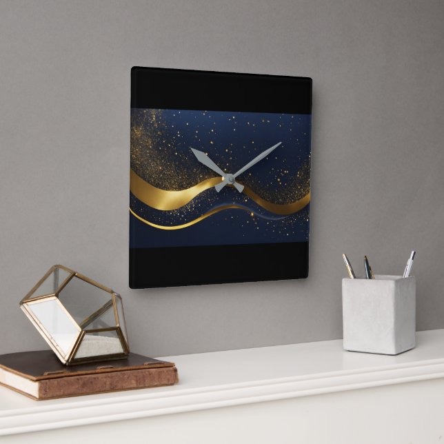 RELOJ CUADRADO MÁGICA REAL DEL ORO NEGRO GLOBAL (Oficina)