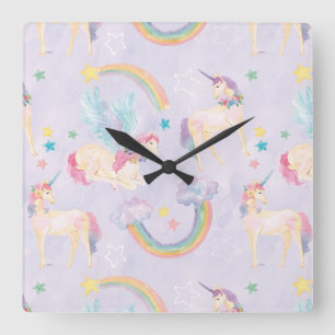 Reloj Cuadrado Magical Unicorns Pattern