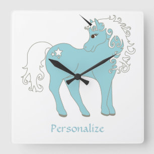 Reloj Cuadrado Magnífico unicornio y adorable con estrella