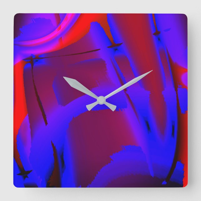 Reloj Cuadrado Magnitud de la pintura digital croada azul sobre e (Anverso)